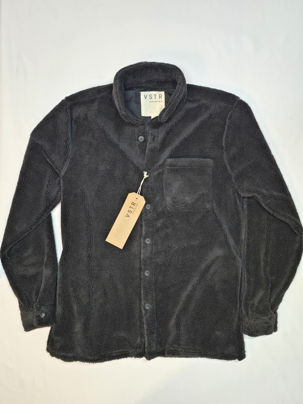 VSTR Premium Charcoal Gray Sherpa Fleece Button Down Shacket Small NWT